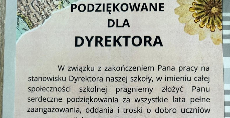 Podziękowanie pana dyrektora