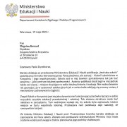 List z Ministerstwa Edukacji i Nauki